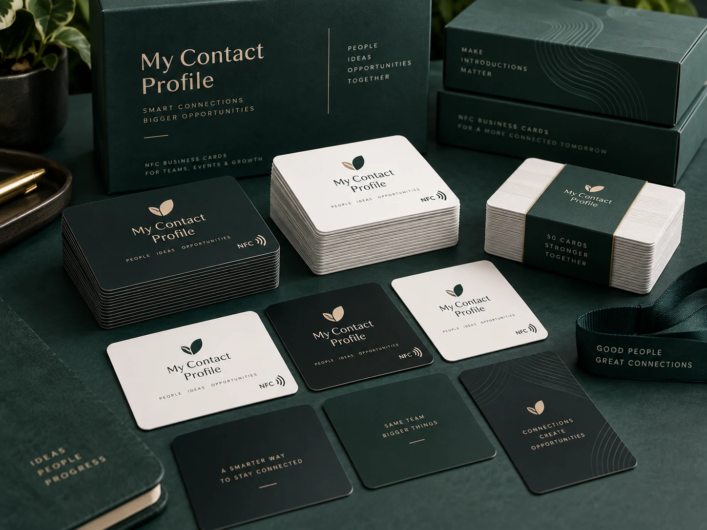 Collection of premium NFC business cards for bulk orders